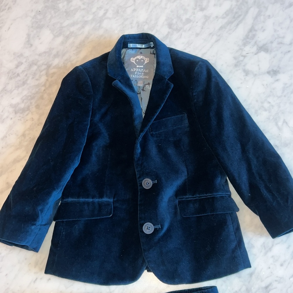 Appaman Kids Blue velvet suit 4t